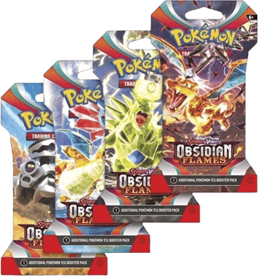 Obsidian Flames Sleeved Booster Pack Art Bundle (Set of 4)